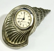 Vintage Art Deco Style Kirk Stieff Pewter Clock  Nautilus Seashell -Conch Shell