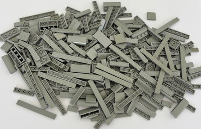 SHIPS FREE! LEGO Lot 60 OLD LIGHT GRAY 2x2 1x4 1x6 1x8 etc Finishing Smooth Tile