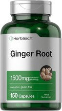 Horb ach Ginger Root Capsules 1500 mg  150 Pills  Non-GMO, Gluten Free  Ging
