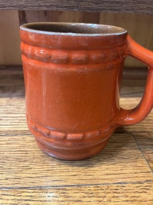 Frankoma Pottery C10 Prairie Plainsman Orange/Brown Coffee Mug Cup Discontinued