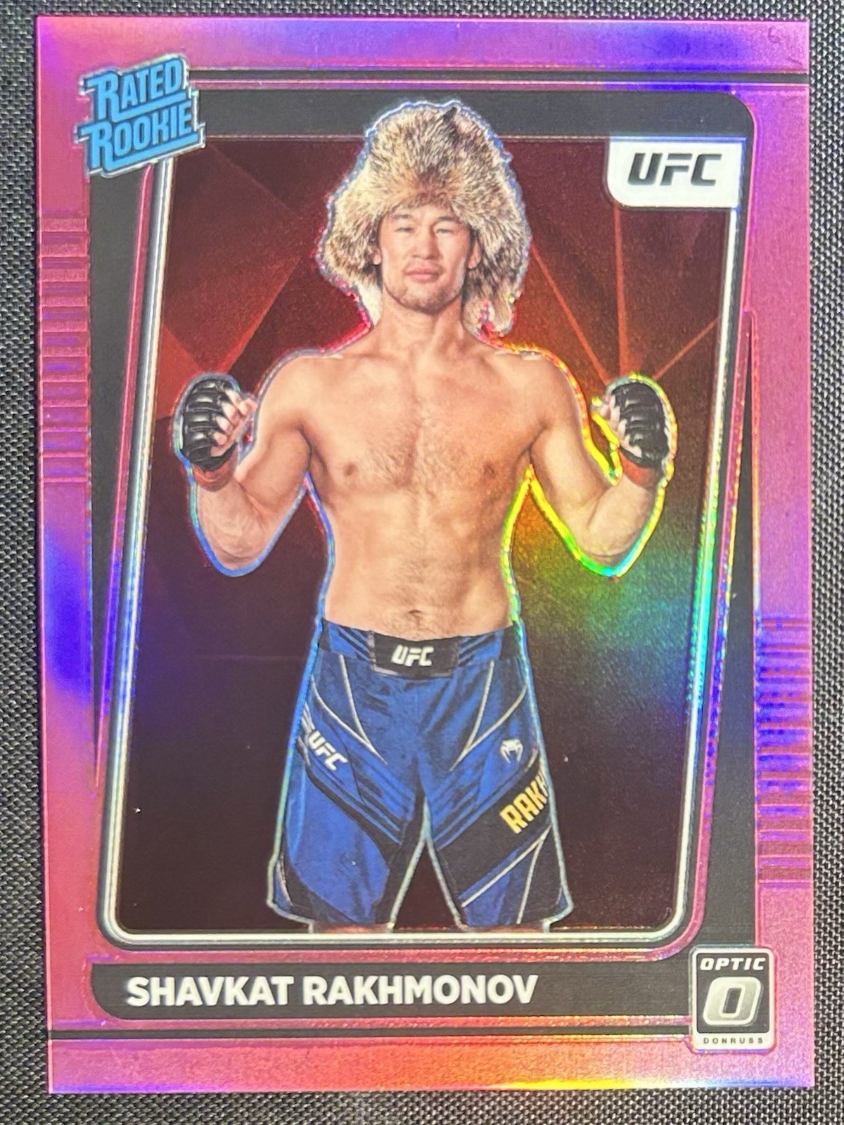 2022 Panini Donruss Optic UFC Rated Rookie RC Shavkat Rakhmonov #115 Pink /25