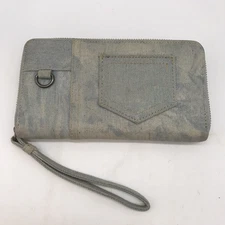 VTG. Yik Gung Blue Jean Y2K Denim Zip Around Wristlet Wallet Travel Organizer