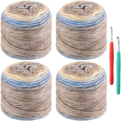WSICSE Fairyland Yarn for Crocheting, 4 Skeins of 100g/3.52oz Gradient Soft Cott