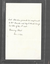 Hand signed  by Henry George Hamilton-Gordon, 4th Earl of Aberdeen P.M. of G.B.