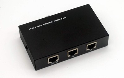 RJ45 AB 2 Way Switch Box Push Button Manual Network Black
