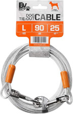 Pet Tie Out Cable for Dogs up to 90 Pounds, 25 Feet Silver/ 90Lbs/ 25Ft 