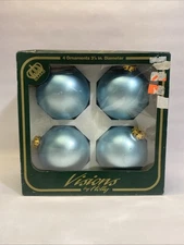 Vintage Visions by Holly Light Icy Blue Christmas Tree Glass Ornaments 3 1/4”