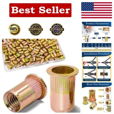 1/4 Rivet Nut, 115Pcs Carbon Steel Zinc Rivet Nuts 1/4-20, 1/4 20 Threaded In...