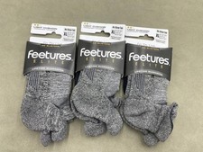 3 x Feetures Men's XL Elite Light Cushion Grey No Show Tab Socks FAST SHIPPING