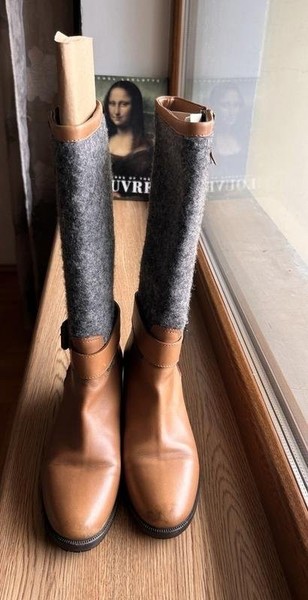 Women Etro Boots Grey Leather 38.5