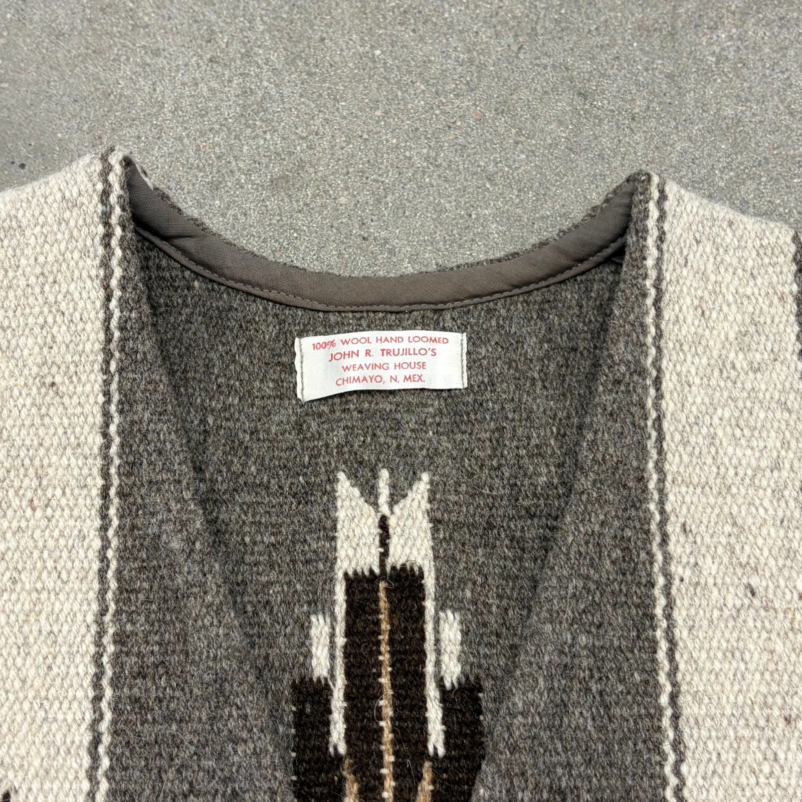 Vintage John R. Trujillo Chimayo Hand Woven Vest Mens Gray Wool Southwestern image 4