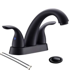 4 Inch 2 or 3 Holes 2 Handles Centerset Matte Black Lead-Free Bathroom Sink F...