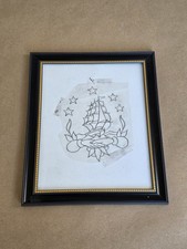 Vintage 60s 70s Hand Drawn Tattoo Production Flash Wall Art Decor Artist Unknown