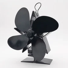 Wood Burning Stove Fan Heat Powered Fireplace Fan Four Blade Aluminum Alloy