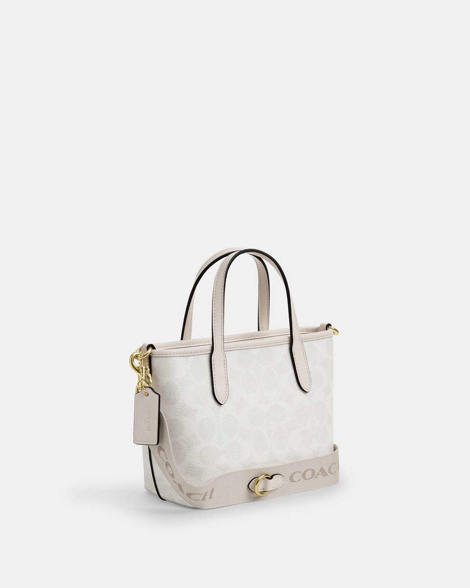 NWT Coach City Mini Tote Bag In Signature Canvas CW032 Gold/White