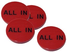 Lot (4) Texas Hold'em Poker 2" tout en boutons 2 faces lettres rouges, noires