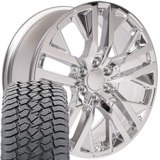 5903 Chrome 22x9 Wheels 28545r22 At2 Tires Set Fits Chevy Gmc Cadillac 5903 Chrome 22x9 Wheels 28545r22 At2 Tires Set Fits Chevy Gmc Cadillac