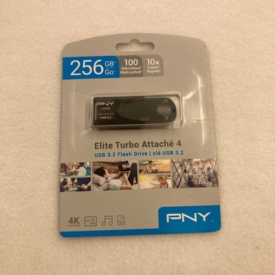 PNY - Elite Turbo Attache 4 256GB USB 3.2 Flash Drive, 4K - Gray, NIB