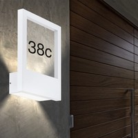 AußEnleuchte Wandlampe Fassadenleuchte Hausnummer Up&Down Strahler Alu Glas Weiß