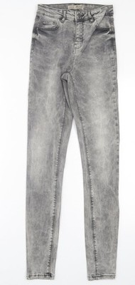 Denim & Co. Damen grau Baumwolle Skinny Jeans Größe 8 L31 mit normalem Knopf