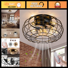 16 Caged Ceiling Fan with Remote, 8-Speed Bla...