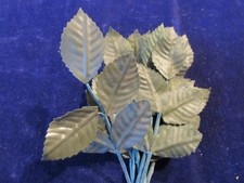 Vintage Green 1" Leaves 11 stem Bunch Millinery Artificial Leaf Lot K44a