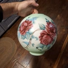 Antique Hand painted Roses Vintage electric oil Lamp Light Shade Gwtw Globe