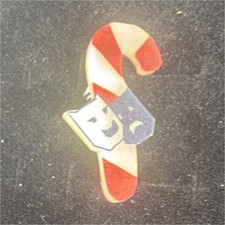 Handmade Candy Cane Theater Mask Pinback Badge 1980 Collectible Fan Gift