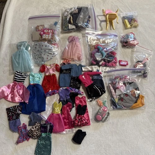 Lot of Vintage To Modern Barbie Doll Clothes Dresses Accessories Shoes