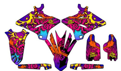2005-2007 Für Polisport Restyle YZ 125 Zany Pink Senge Grafiken Set Kompatibel