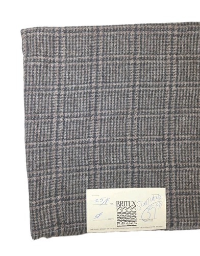 Vtg BRITEX Fabric Wool Tweed Plaid Check 2 5/8 Yard 58" Wide