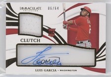 2021 Panini Immaculate Clearly Clutch Rookie Materials 6/64 Luis Garcia Auto v9t