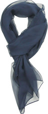 Long Chiffon Sheer Scarf For womens 076 Plain Navy