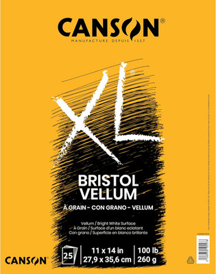 XL Series 100 Lb. Vellum Bristol Pad, White, 11'' X 14'', 25 Sheets/Pad