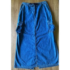 American Eagle Vtg Blue Jean Maxi Cargo Skirt Size10