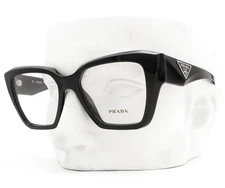 Prada Eyeglasses Glasses VPR 09Z 1AB-1O1 Shiny Black Silver Logo 51mm with Case