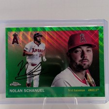 Topps Chrome Platinum 2025 Nolan Schanuel Green /99 Auto Los Angeles Angels #76
