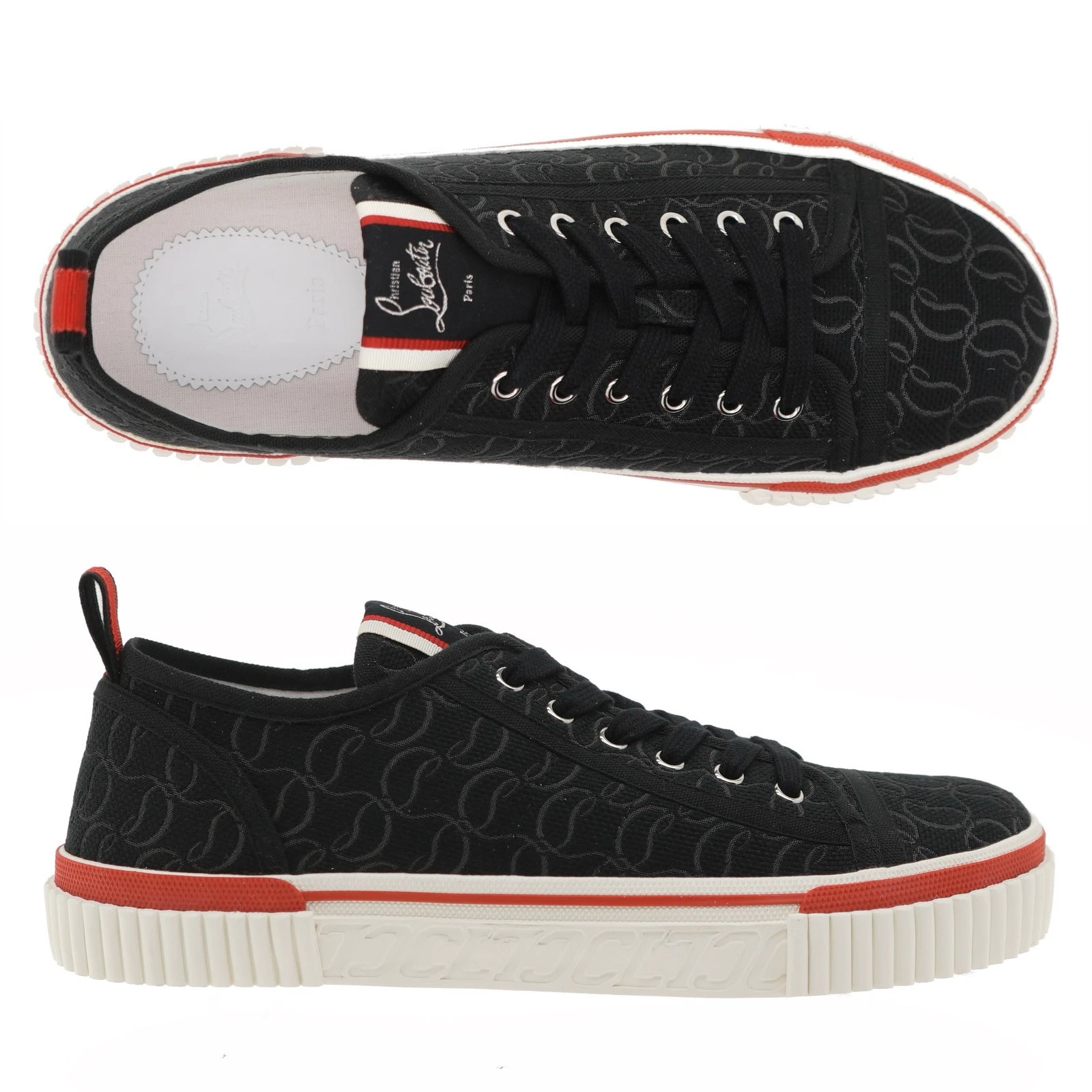 Christian Louboutin — Christian Louboutin Pedro Junior Flat Sneakers Black Jacquard Size 11 US New
