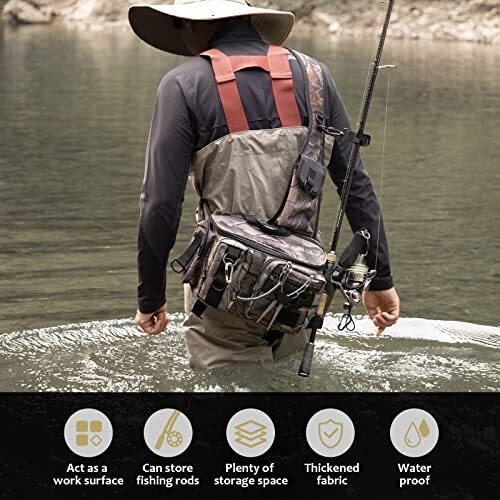 Fishing Tackle Bag Fly Fishing Bag Sling Pack Portable WhitecamoNew