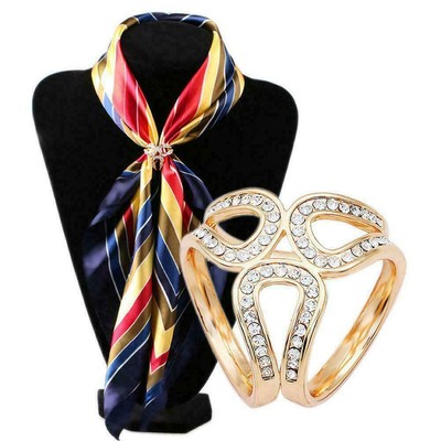 2 Pcs Women Lady Vintage Alloy Flower Scarf Ring Buckle Holder Connector Brooch Clips Ornament Scarves Accessories Jewelry Christmas Valentines Gifts 1 Gold+1 Silver