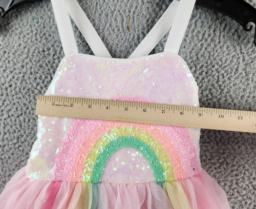 Pink & Violet Sequined Rainbow Dress 5 Ivory/Pink Multi Sleeveless Pullover - Picture 6 of 13