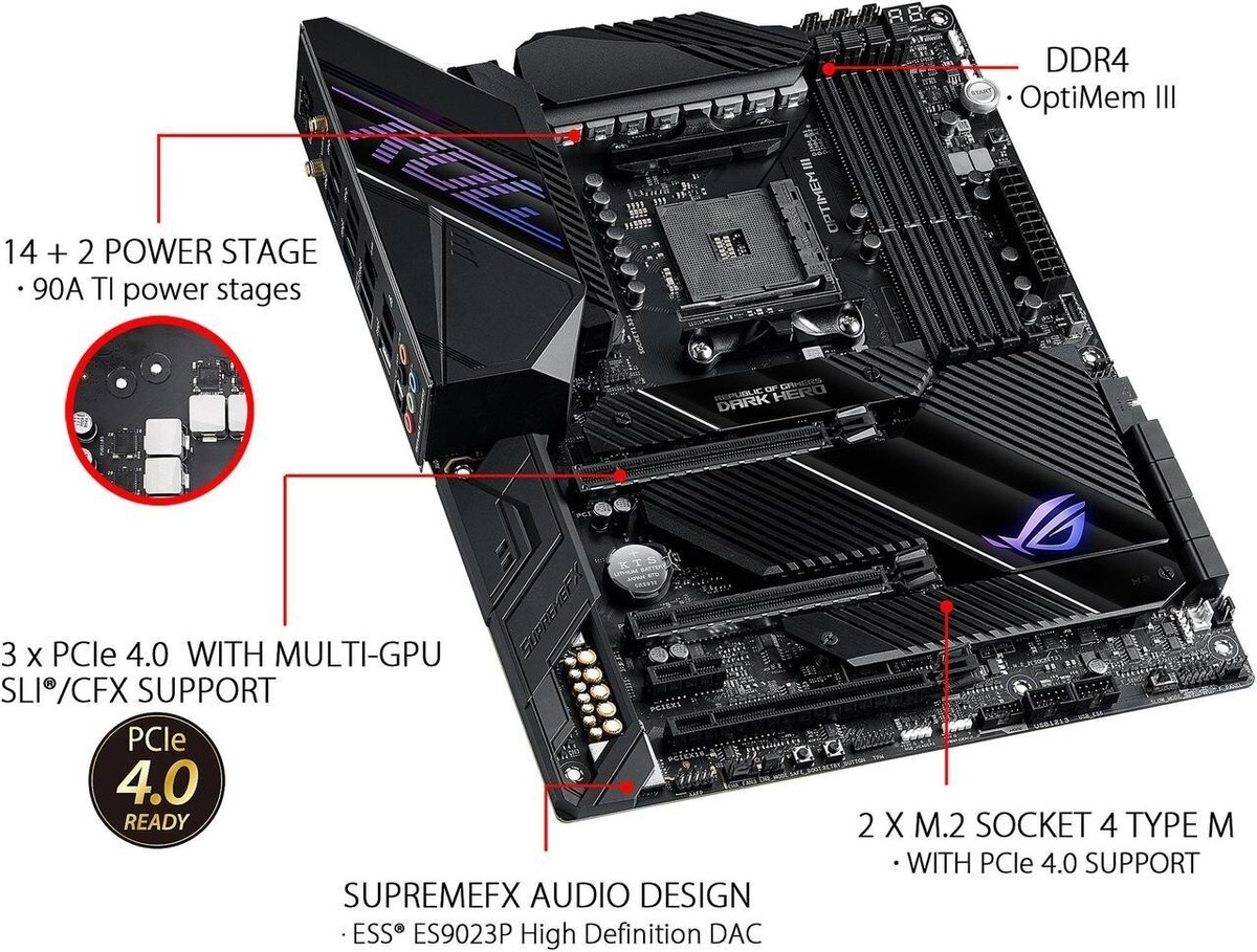 ASUS ROG Crosshair VIII Dark Hero AM4 AMD X570S SATA 6Gb/s ATX AMD