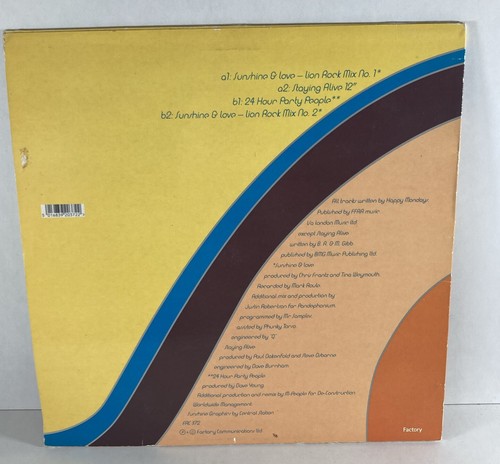 Happy Mondays Sunshine & Love 3 Track Vinyl 12" Factory 1992 Play Tested - Picture 2 of 7