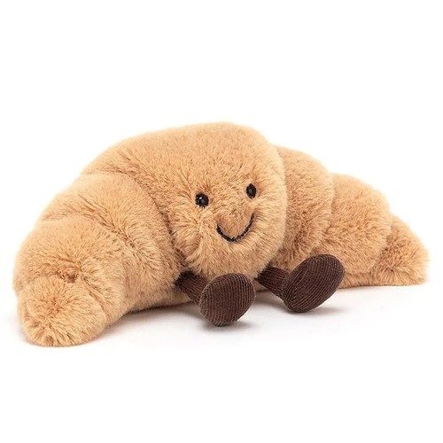 HABO Croissant Lächelnd Plüsch Kissen Kuscheltier Brot Stofftier Geschenk Braun