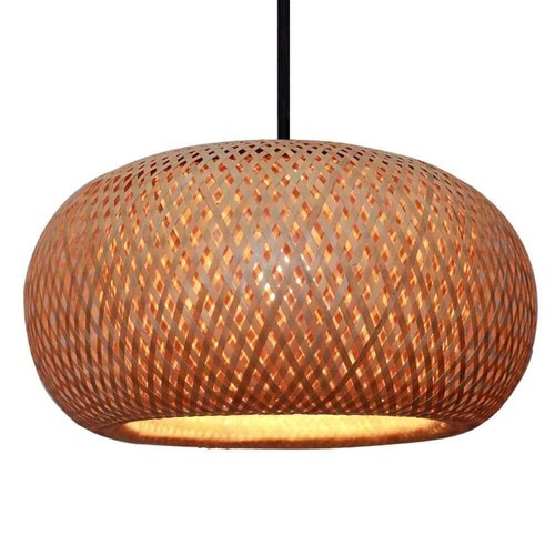 Bernice 18 in. 1-Light Black Pendant Light Fixture with Natural Rattan Shade - Bild 2 von 11