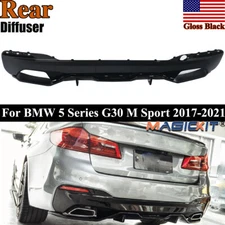 Glossy Black M Performance Style Rear Bumper Diffuser For 2017-22 BMW G30 530i