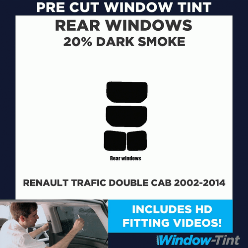 Per Renault Trafic Cabina Doppia 2002-14 Pre Taglio Pellicola Finestrini Kit 20% - Picture 2 of 10