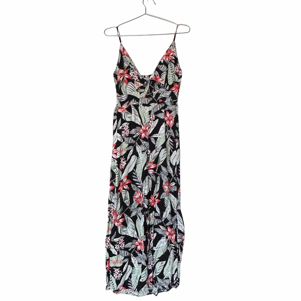 ⭐Mono Mujer Visón Rosa Revolve Talla S Negro Floral Tropical Sin Mangas Corbata Delantera Foto 2 de 4