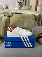 Adidas Originals Stan Smith White Red Trainers Shoes BNIB Size 9.5uk Mens ID1979