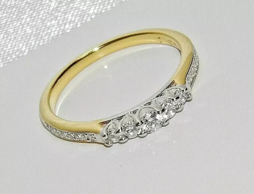 2Ct Round Cut Real Moissanite Eternity Wedding Band Ring 14K Yellow Gold Plated - Picture 2 of 7